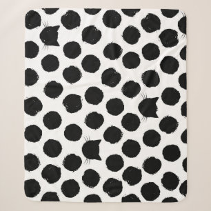 Polka Dots with Cat Faces: Playful Vintage. Sherpa Blanket