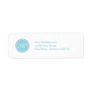 Polka Dots with Monogram label -aqua