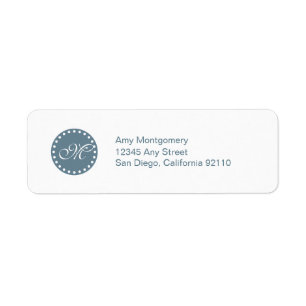 Polka Dots with Monogram label -blue