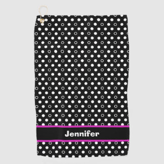 Polka Dots with Pink Accent Golf Towel