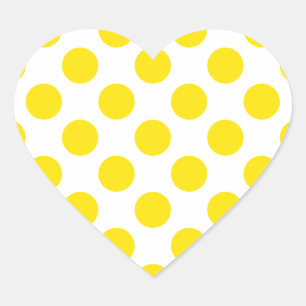 Polka Dots Yellow Heart Sticker