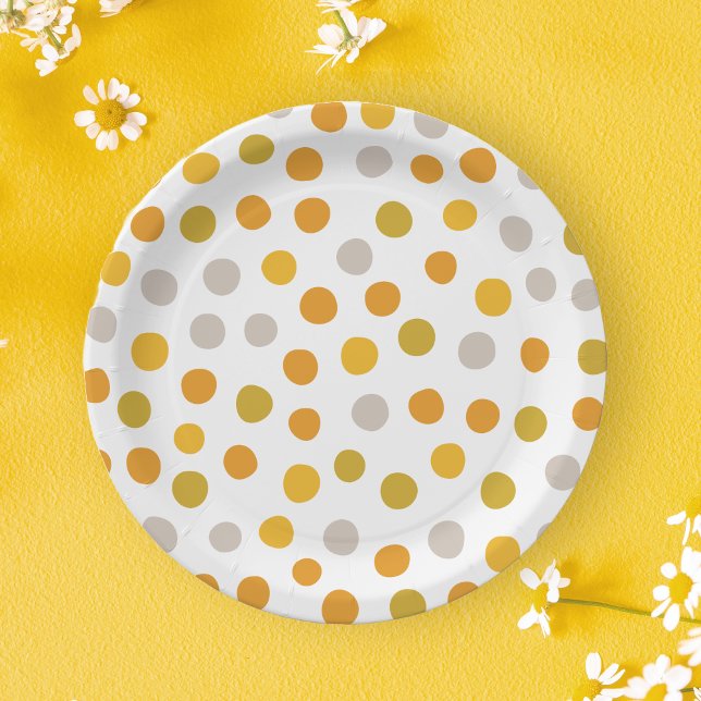 Polka dots yellow party paper plates (Creator Uploaded)