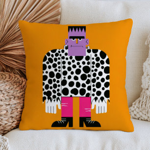Polka Dotted Frankenstein's Monster Halloween Cushion