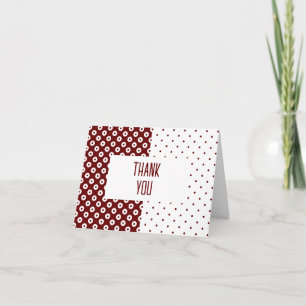 Polka-Dotted Red and White Colour Block Thank You Note Card