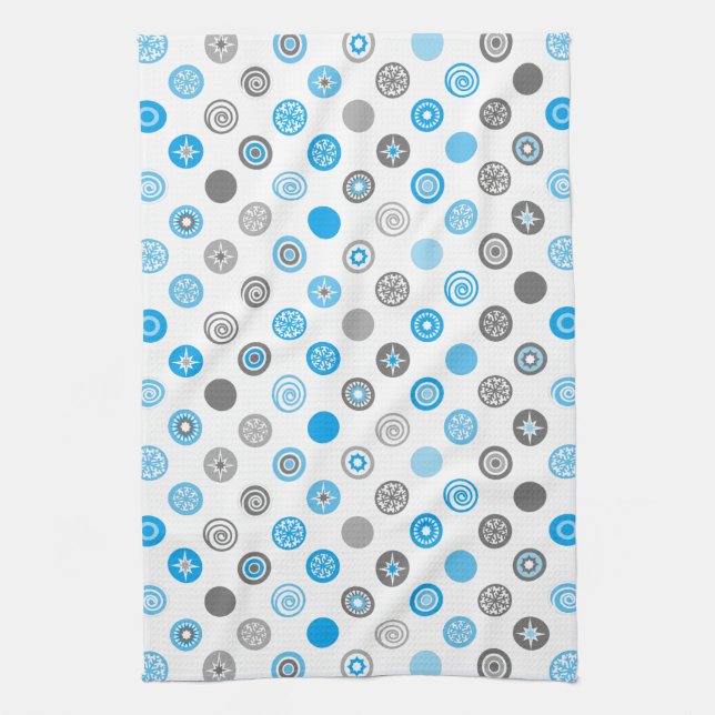 Polka Dotted Winter White Seasonal Kitchen Towel (Vertical)