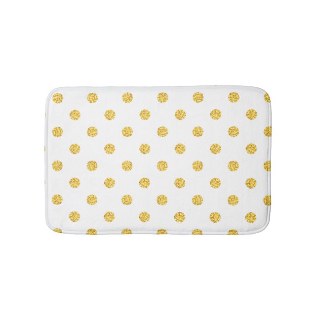 Polka Gold Glitter Dots Texture Bath Mat (Front)