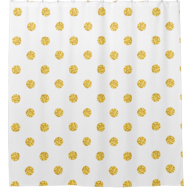 Polka Gold Glitter Dots Texture Shower Curtain (Front)