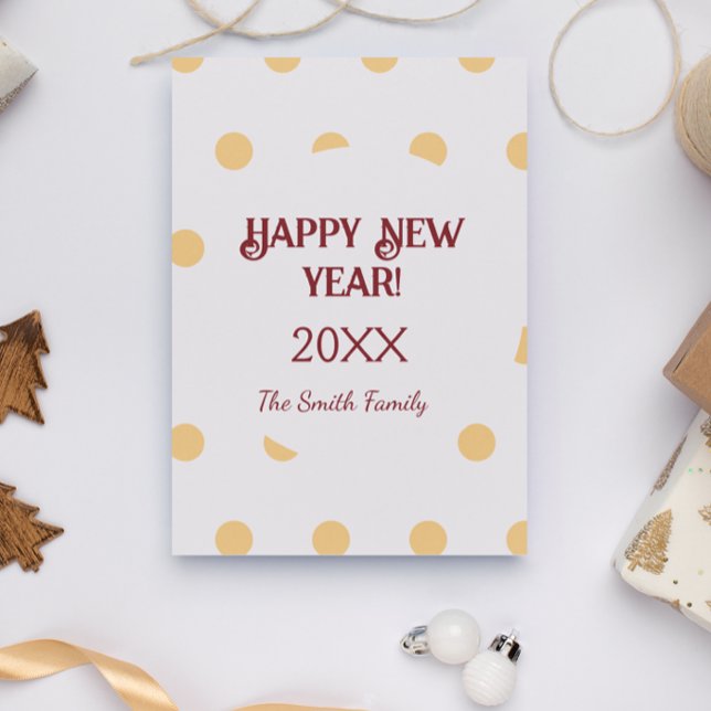 Polka gold New Year's Eve Party Card (Polka gold New Year's Eve Party Card)