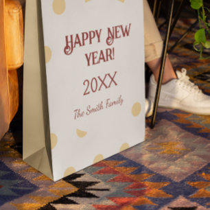 Polka gold New Year's Eve Party Medium Gift Bag