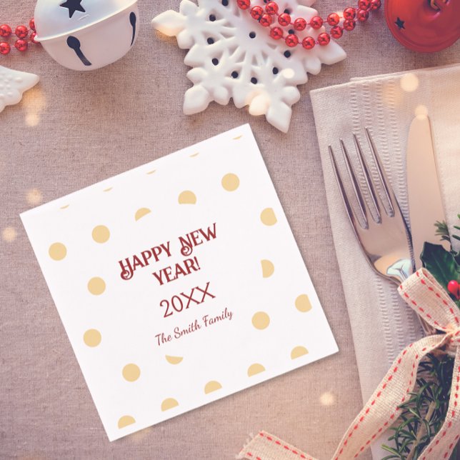 Polka gold New Year's Eve Party  Napkin (Polka gold New Year's Eve Party Napkin)