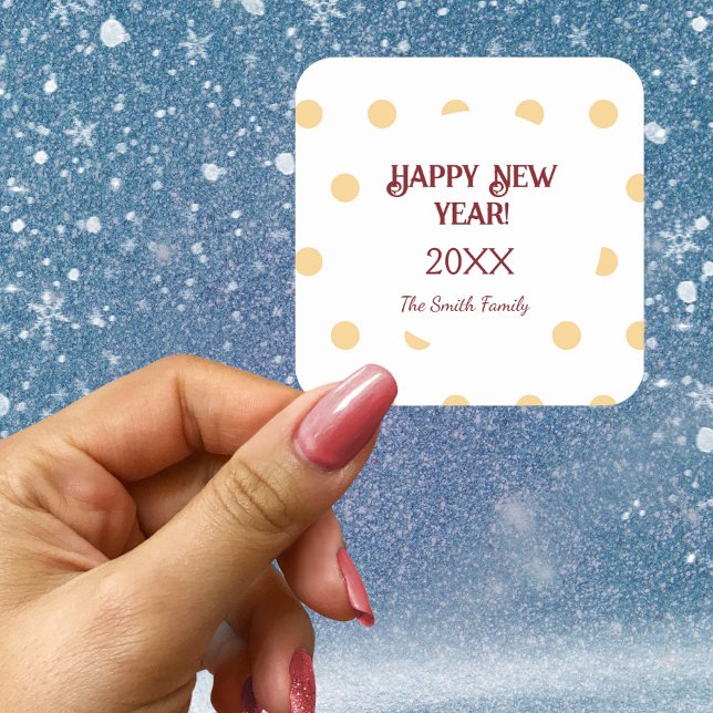 Polka gold New Year's Eve Party Square Sticker (Polka gold New Year's Eve Party Square Sticker)