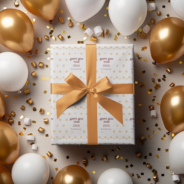 Polka gold New Year's Eve Party Wrapping Paper (Polka gold New Year's Eve Party Wrapping Paper)