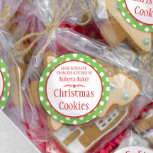 Polka green white cookie swap baking gift stickers