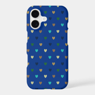 Polka hearts in peacock blue shades