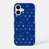 Polka hearts in peacock blue shades