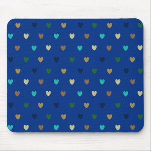 Polka hearts in peacock blue shades mouse mat