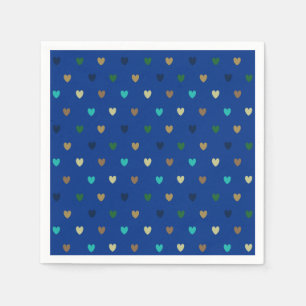 Polka hearts in peacock blue shades napkin