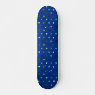 Polka hearts in peacock blue shades skateboard