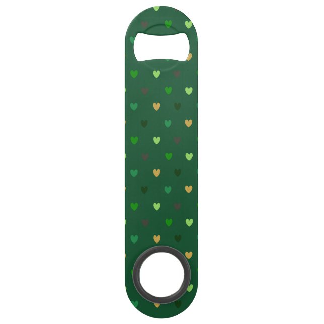 Polka hearts on forest green (Front)