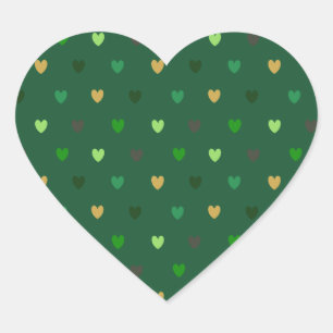 Polka hearts on forest green heart sticker