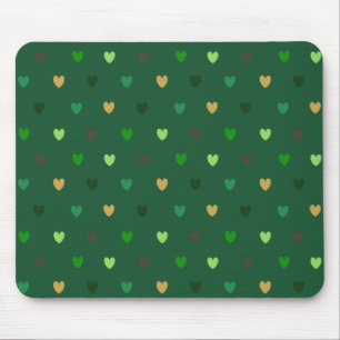 Polka hearts on forest green mouse mat