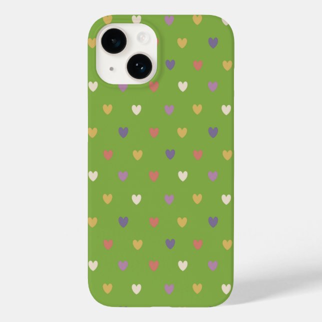Polka hearts on greenery green Case-Mate iPhone case (Back)