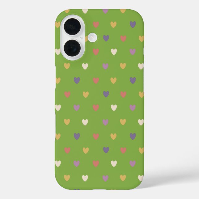 Polka hearts on greenery green Case-Mate iPhone case (Back)