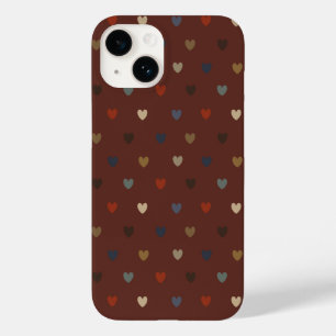 Polka hearts on kilim brown Case-Mate iPhone 14 case
