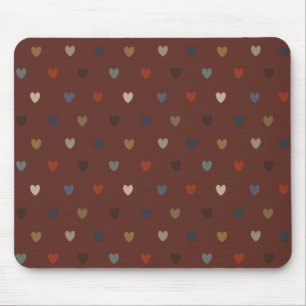 Polka hearts on kilim brown mouse mat
