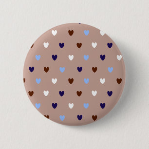 Polka hearts on pale brown 6 cm round badge