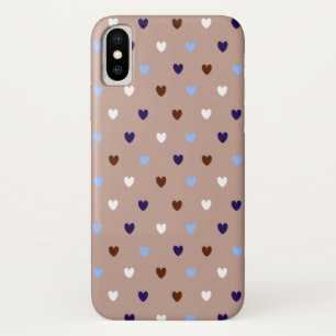 Polka hearts on pale brown iPhone x case