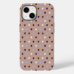 Polka hearts on pale brown iPhone 14 case