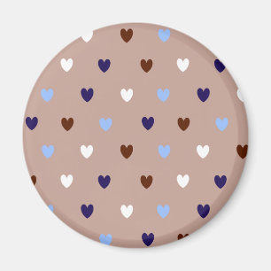 Polka hearts on pale brown magnet