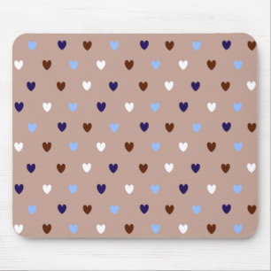 Polka hearts on pale brown mouse mat