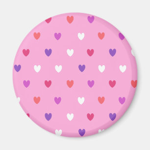 Polka hearts on pink magnet