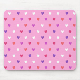 Polka hearts on pink mouse mat