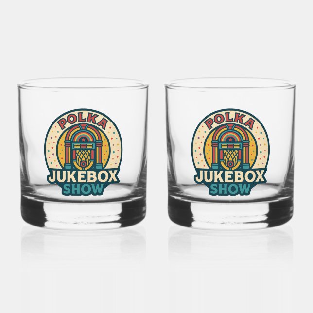Polka Jukebox Logo Drinkware Set Whiskey Glass (Front)