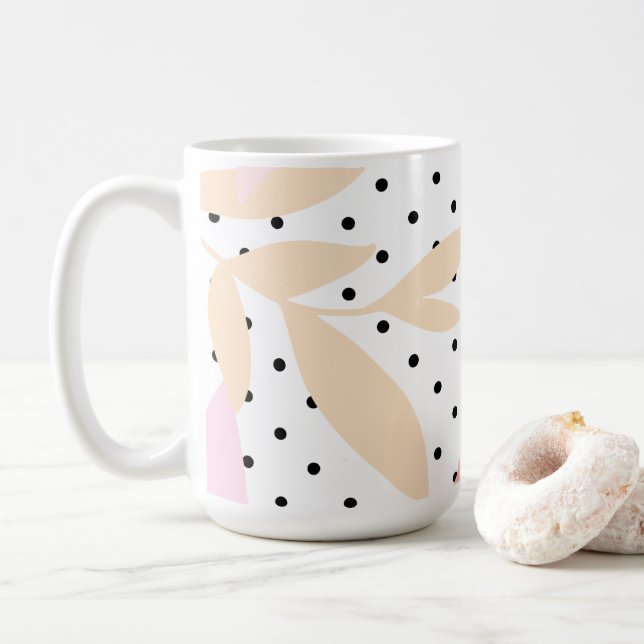 Polka Pattern, 15oz Coffee Mug (With Donut)