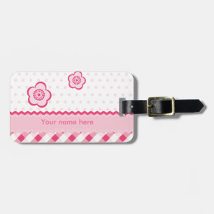 Polka pink luggage tag
