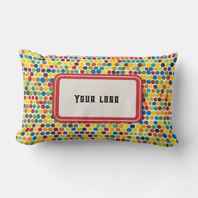 "Polka Prism Paradise: Colourful Dots Throw Pillow (Front)