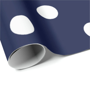 Polka Small Dots Blue Navy White Classic Elegant Wrapping Paper