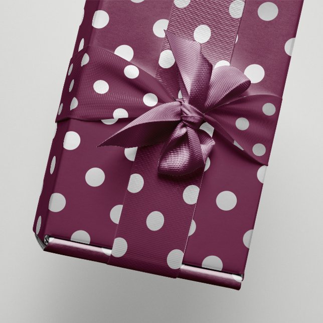 Polka Small Dots Maroon Plum Burgundy Silver Grey Wrapping Paper (Polka Small Dots Maroon Plum Burgundy Silver Gray Wrapping Paper)