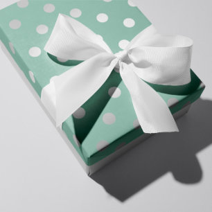 Polka Small Dots Mint Green Pastel Silver Grey Wrapping Paper