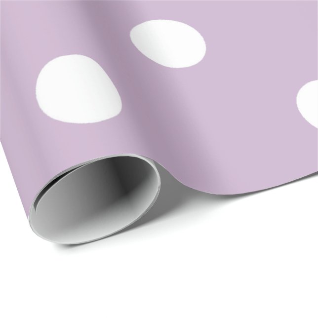 Polka Small White Dots Purple Lavender Amethyst Wrapping Paper (Roll Corner)