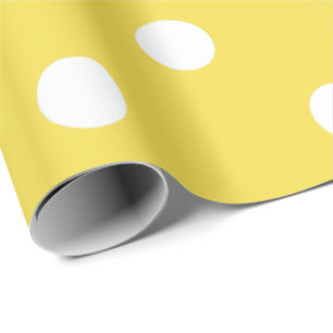Polka Small White Dots Yellow Amalfi Lemon Canary Wrapping Paper