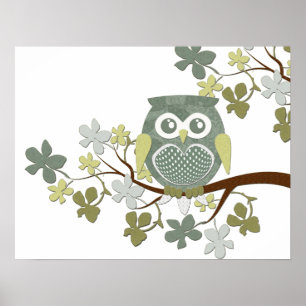 Polka Tree Owl Poster