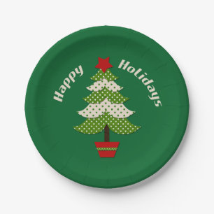 Polkadot Christmas Tree Paper Plate