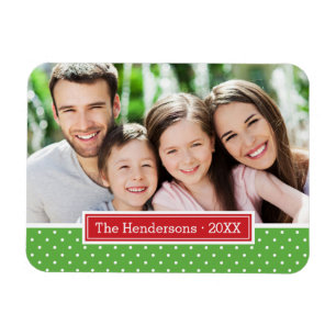 Polkadot Holiday Monogram Photo Magnet