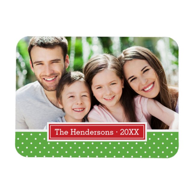 Polkadot Holiday Monogram Photo Magnet (Horizontal)