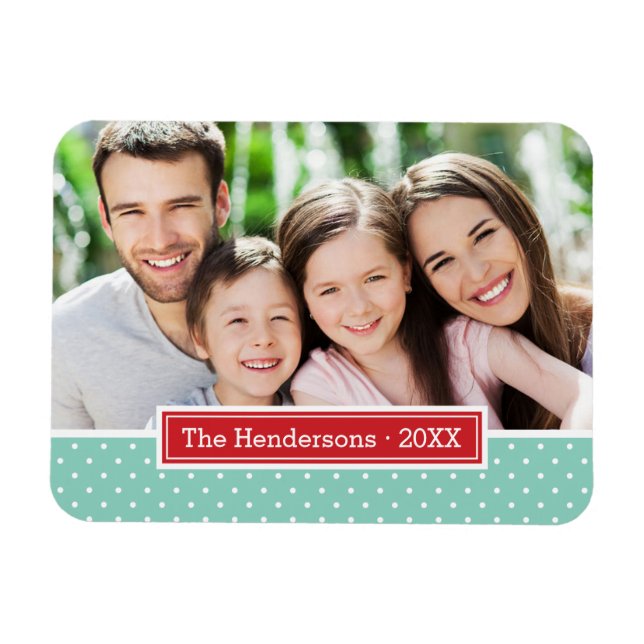 Polkadot Holiday Monogram Photo Magnet (Horizontal)